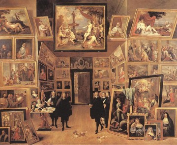 デビッド・テニアス・ザ・ヤング Painting - レオポルド・ヴィルヘルム大公 ギャラリーにて 1647 年 デヴィッド・テニエール小